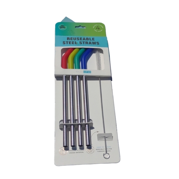 New Reusable steel straws with cleaner - Picture 1 of 9